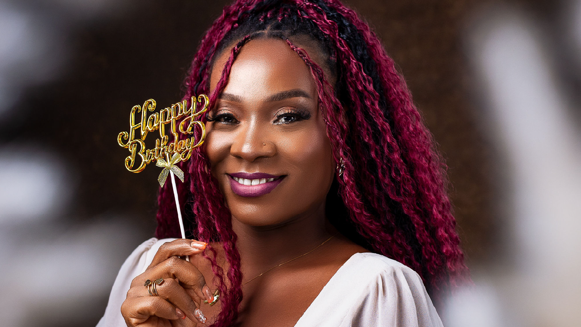 Lush green landscape with mountains.